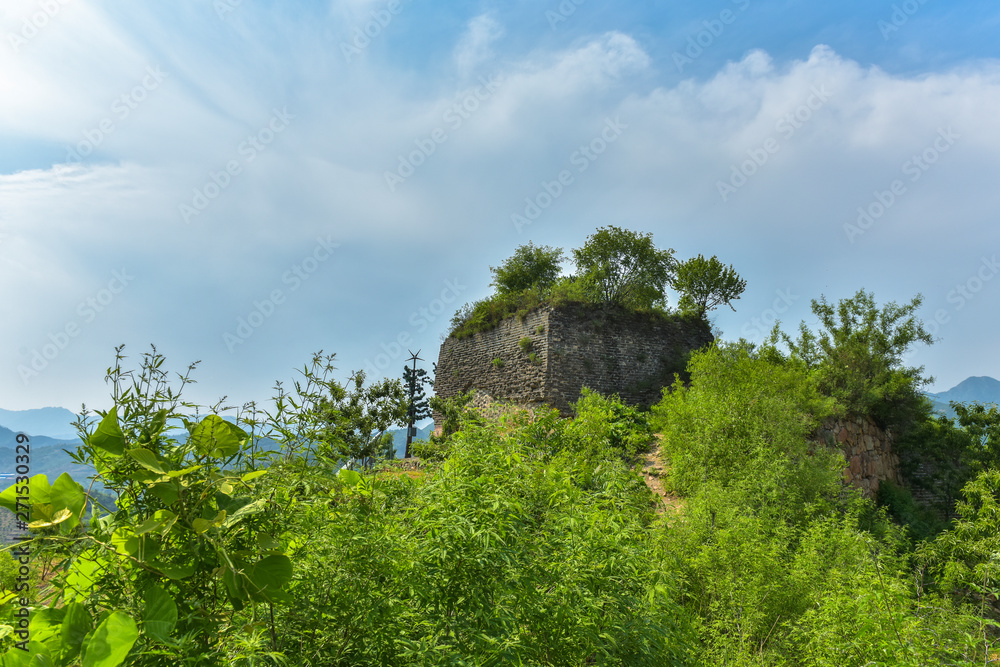A close-up of the beacon fire tower enemy building of the Great Wall in ancient China, Yumuling, Qianxi County, Hebei Province, China. A close-up of the beacon fire tower enemy building of the Great Wall in ancient China, Yumuling, Qianxi County, Hebei Province, China.