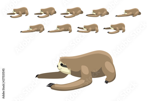 Sloth Crawling Animation Sequence Cartoon Vector