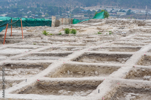 Archaeological excavations dig background. Old City in Israel. photo