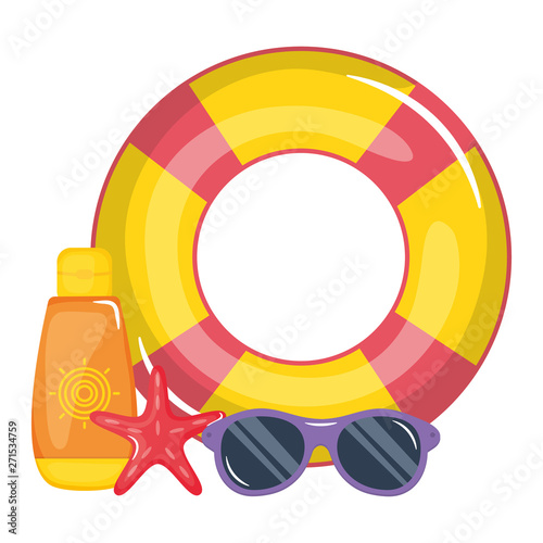 float lifeguard with blocker solar and sunglasses