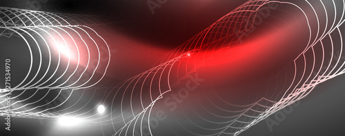 Shiny neon techno template. Neon lines background  80s style laser rays