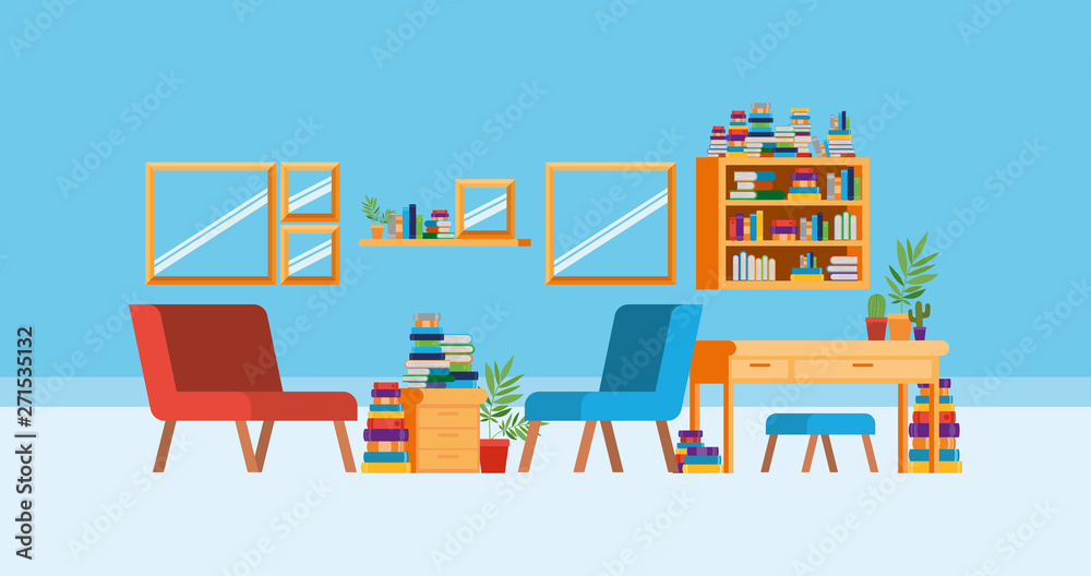 Home study room with books design Home study room with books design