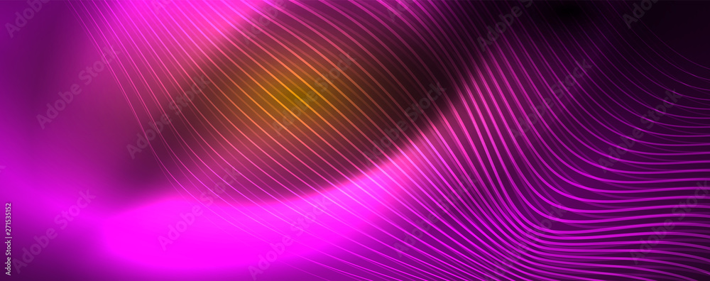 Obraz premium Shiny neon lines techno magic futuristic background, magic energy space light concept, abstract background wallpaper design