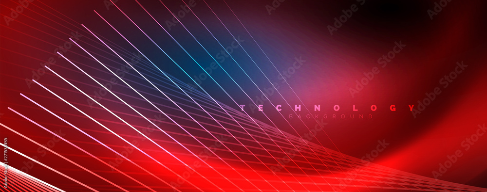 Neon blue glowing lines, magic energy space light concept, abstract background wallpaper design Neon blue glowing lines, magic energy space light concept, abstract background wallpaper design