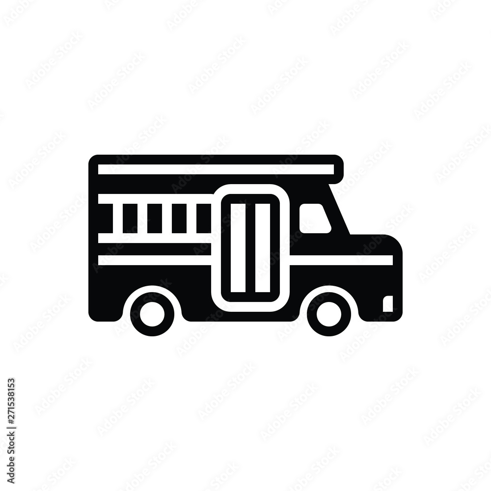 Black solid icon for school bus