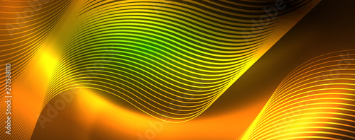 Shiny neon lines template - northern lights glowing blur lines. Futuristic style glow neon 80s disco club or night party techno template