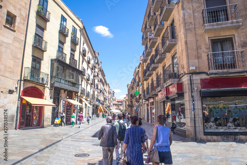 Tourists shopping around Mayor Square in Spain