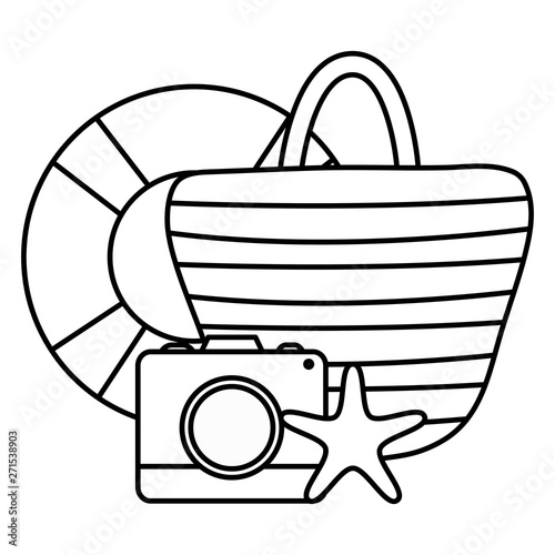 handbag female with float and camera photographic