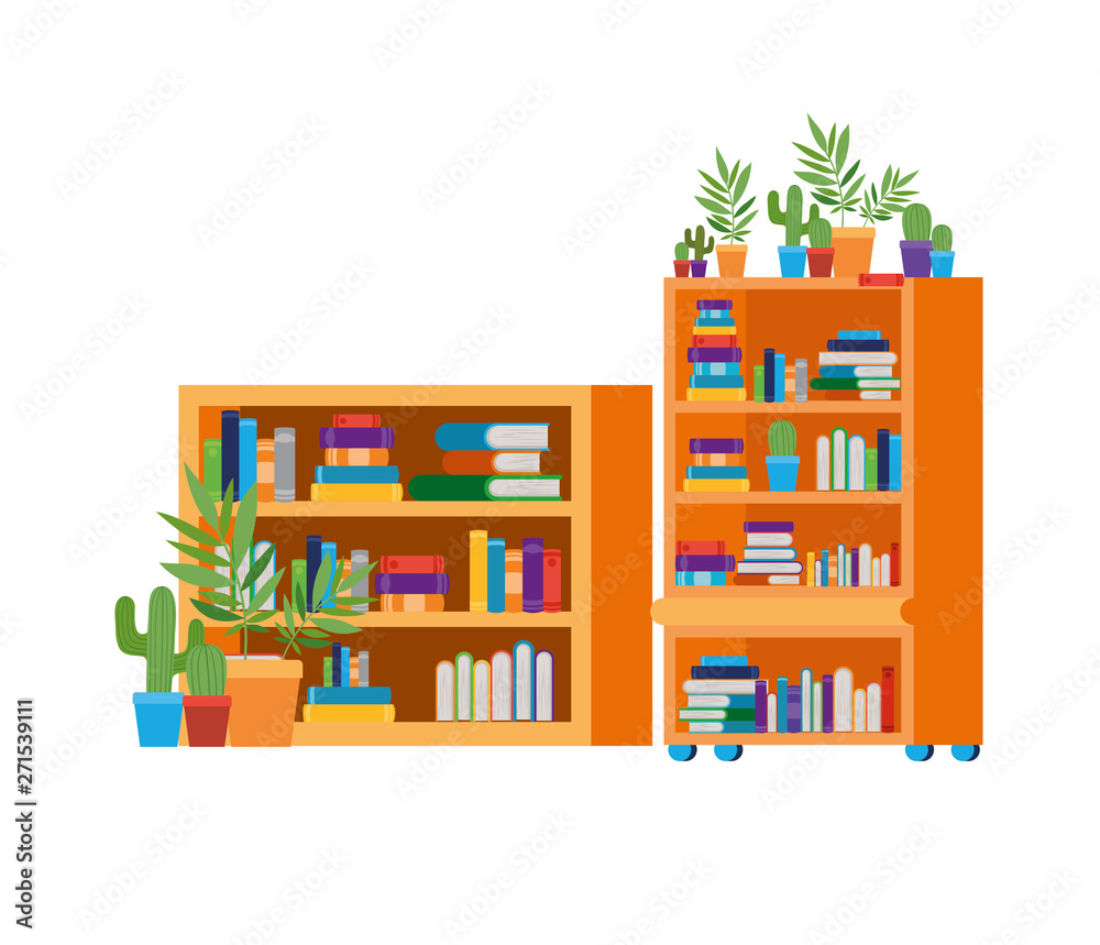 shelving with books in white background shelving with books in white background