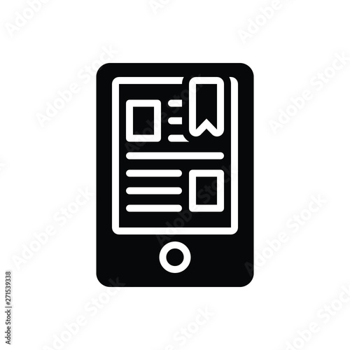 Black solid icon for ereader bookmark