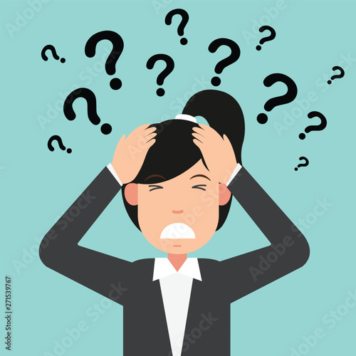 business thinking with question marks,illustration vector