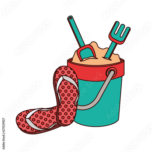 sand bucket with slipper on white background