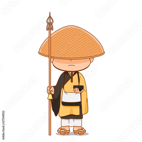 Cartoon character of Japanese Buddhist monk.
