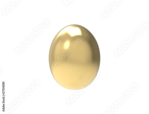 3D rendering of a golden egg isolated in studio background.