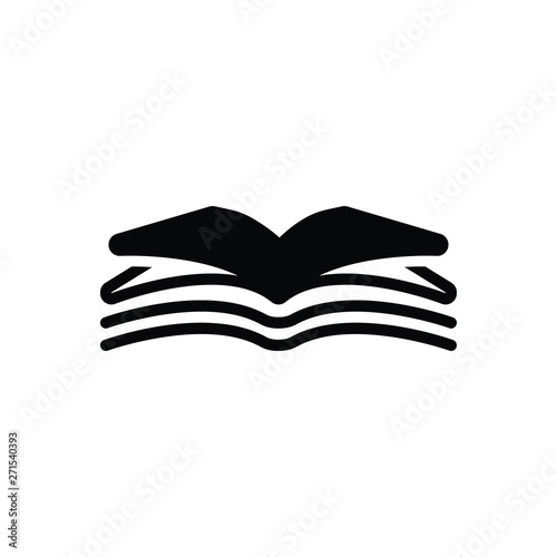 Black solid icon for open book