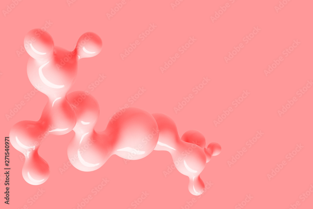 Abstract three-dimensional background of many spheres separated from each other and resembling drops 3D illustration 3D rendering