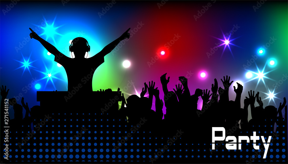 club life dj on the dance floor vector illustration