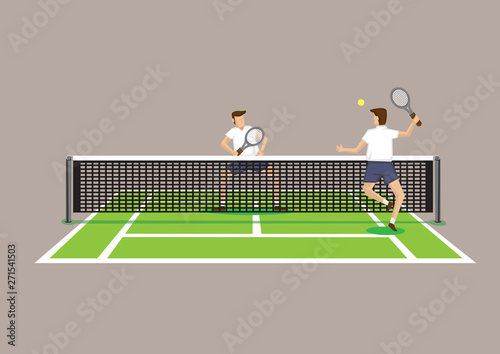 Playing Tennis Vector Illustration