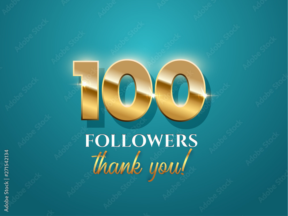 100 followers celebration vector banner with text on azure background 100 followers celebration vector banner with text on azure background