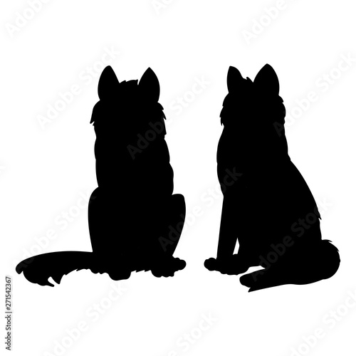 Siberian Husky or Laika Dog silhouettes. Domestic animal or pet