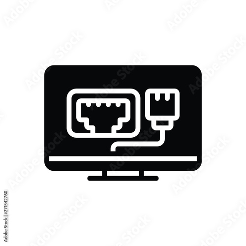 Black solid icon for lan network