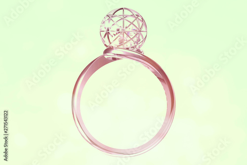 Wedding ring with diamond. Sign of love. Fashion jewelry .3D rendering