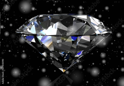Shiny white diamond illustration .3D rendering.(high resolution 3D image)