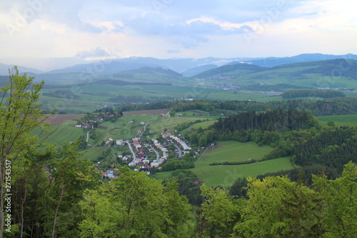 Fototapeta Naklejka Na Ścianę i Meble -  View from Lietava castle to Lietava village, Žilina district, Slovakia