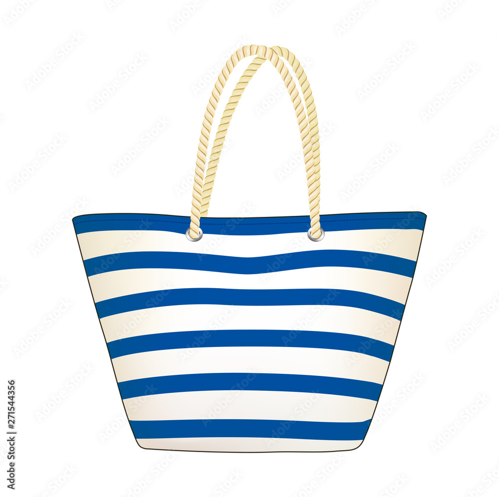 royal blue stripe tote bag summer beach bag shopping bag vector illustration sketch template Stock Vektorgrafik Adobe Stock