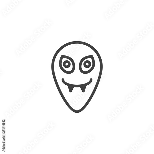 Funny alien line icon. Ufo invader linear style sign for mobile concept and web design. Humanoid head outline vector icon. Symbol, logo illustration. Vector graphics