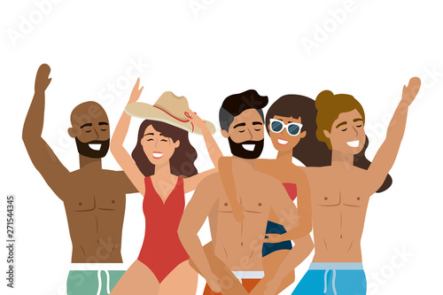 Boys and girls with summer swimwear design