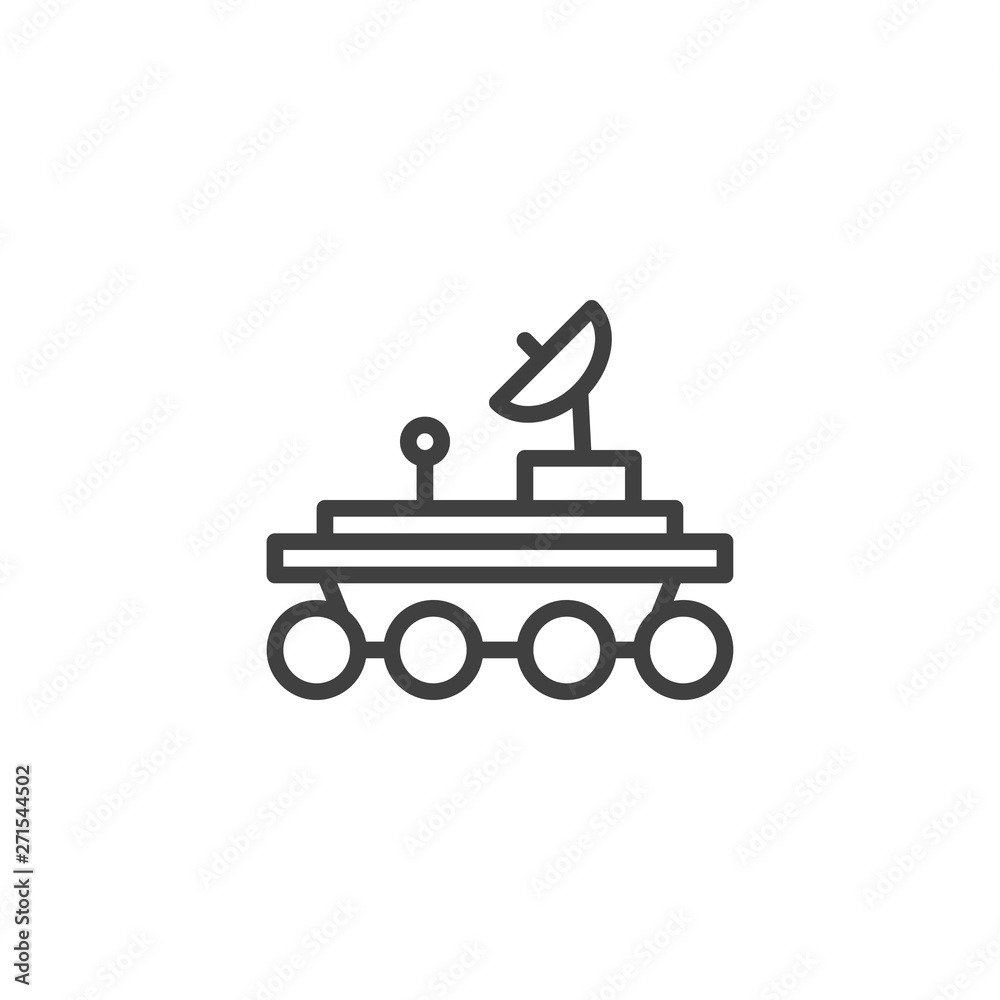 Fototapeta premium Lunar rover line icon. Mars rover linear style sign for mobile concept and web design. Moon walker outline vector icon. Symbol, logo illustration. Vector graphics