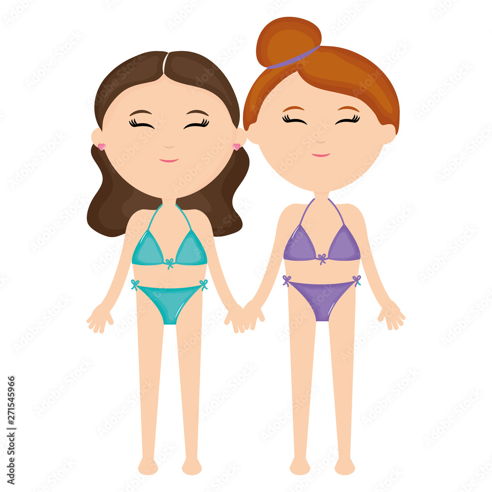 beautiful women couple with swimsuit characters beautiful women couple with swimsuit characters