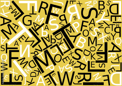 Background with letters scattered chaotic