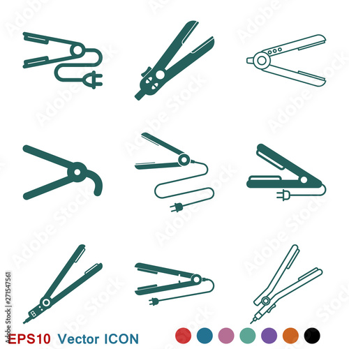 Hair straighten icon. Female accessories icons for mobile concept and logo