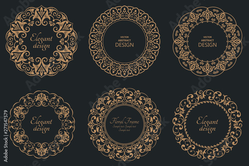 Set of circular baroque patterns