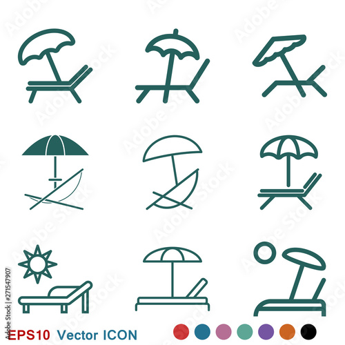 Chaise lounge icon logo, illustration, vector sign symbol for design
