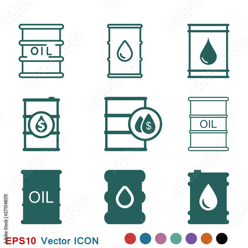 Oil drum container icon logo, illustration, vector sign symbol for design