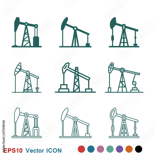 Oil pump icon logo, illustration, vector sign symbol for design