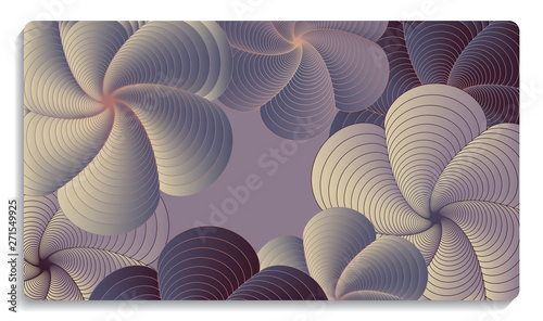 card background with graphic vortex flowers in retro purple shades