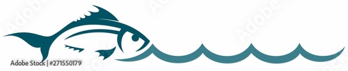 Symbol of a stylized sea fish with wave.