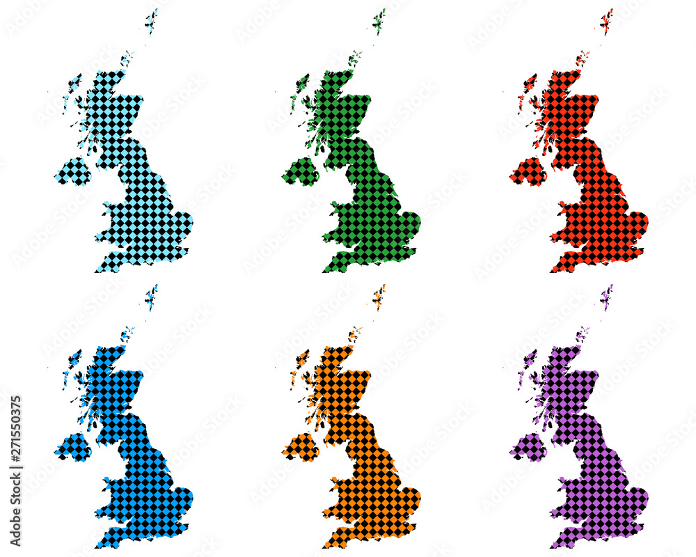 Karten von Grossbritannien mit kleinen Rauten