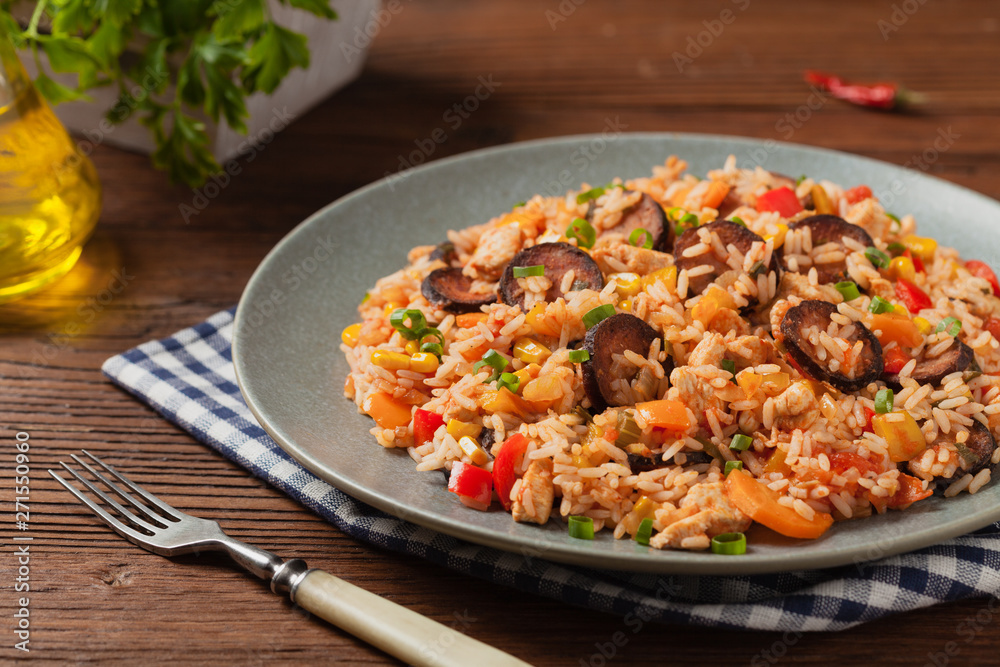 Traditional jambalaya. Traditional jambalaya.