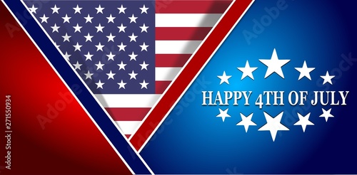 Happy 4th Of July USA Independence Day Header Or Banner Background. 