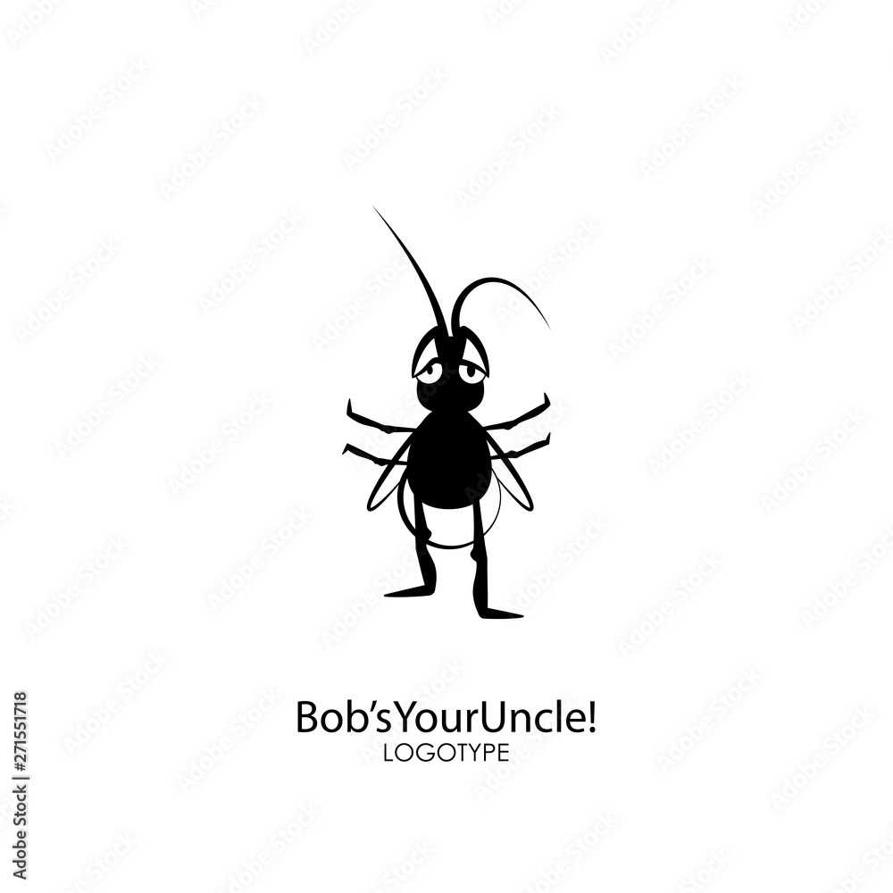Cartoon character of insect. Funny cute little bug or cricket is standing  and raised the paws to the sides. Vector. Conceptual. Voila! Stock Vector |  Adobe Stock