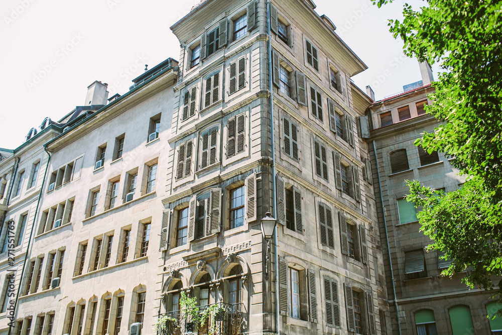 Walls and windows: historic district of Geneva, Switzerland