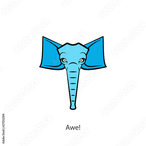 Cartoon farm character. The head of a funny cute little elephant. Vector. Conceptual. How lovely! Sweet baby! photo