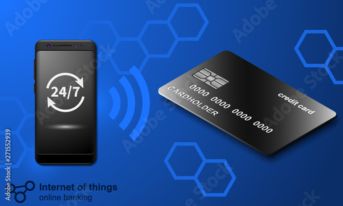 Online banking concept. Internet of things vector illustration.