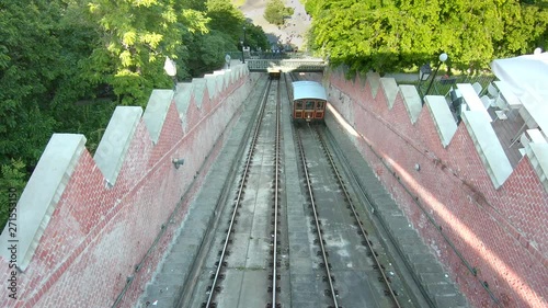 Funicular tram train going to Buda Castle in Budapest