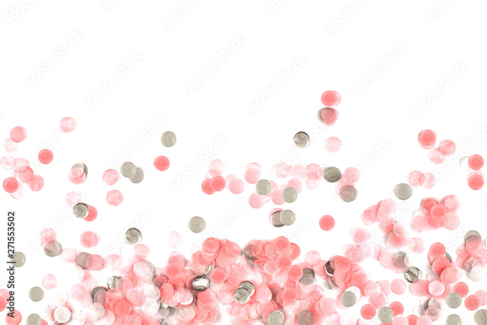 Delicate pink confetti isolated on white background. Delicate pink confetti isolated on white background.